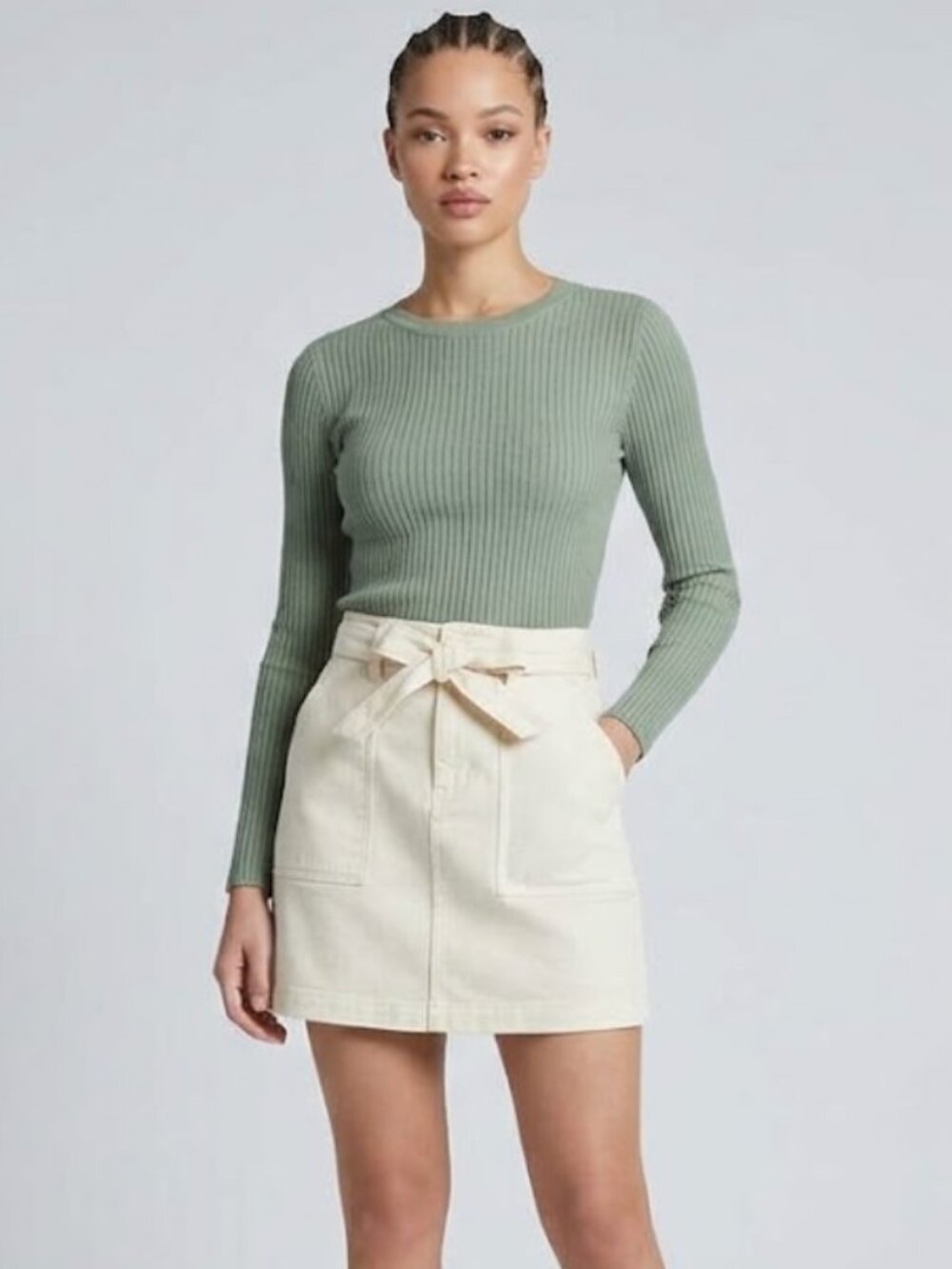 NWT Lucky Brand Utility Mini Skirt In Color ECRU